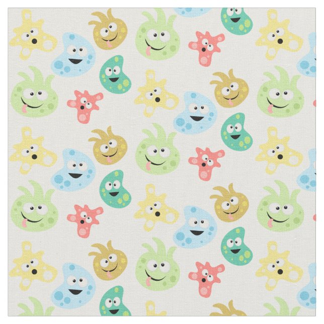 Cute Cartoon Germs Viruses Bacteria Microbe Fabric (Close Up)