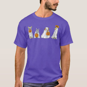 Cute Cartoon Ghost Dog Costume Easy Dog Halloween  T-Shirt