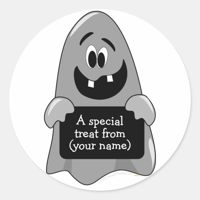 Cute Cartoon Ghost Halloween Customisable Labels (Front)