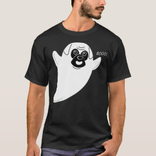 Cute Cartoon Ghost Pug Costume Easy Dog Halloween T-Shirt