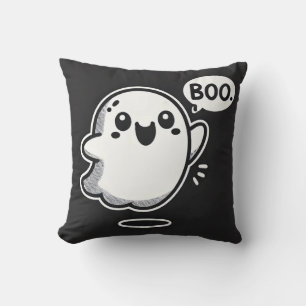 Cute Cartoon Ghost Saying Boo Cushion