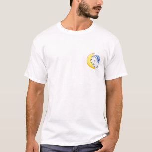 Cute Cartoon Ghost Sleeping on Crescent Moon T-Shirt