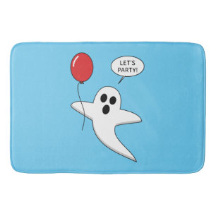 Cute Cartoon Ghost with Red Balloon Bath Mat