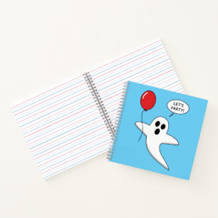 Cute Cartoon Ghost with Red Balloon Notebook