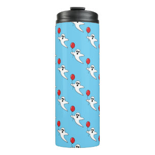Cute Cartoon Ghost with Red Balloon Pattern Thermal Tumbler