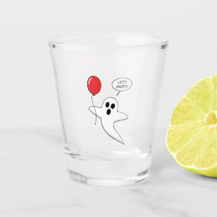 Cute Cartoon Ghost with Red Balloon Shot Glass