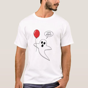 Cute Cartoon Ghost with Red Balloon T-Shirt