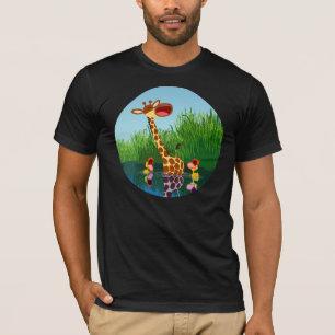 Cute Cartoon Giraffe and Ducklings T-Shirt