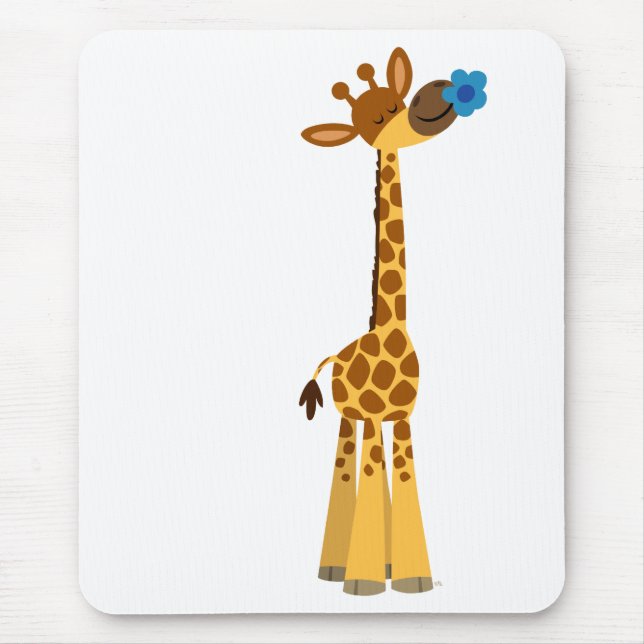 Cute Cartoon Giraffe and Flower Mousepad (Front)