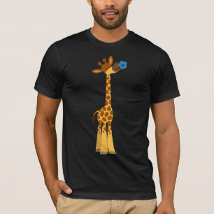 Cute Cartoon Giraffe and Flower T-Shirt