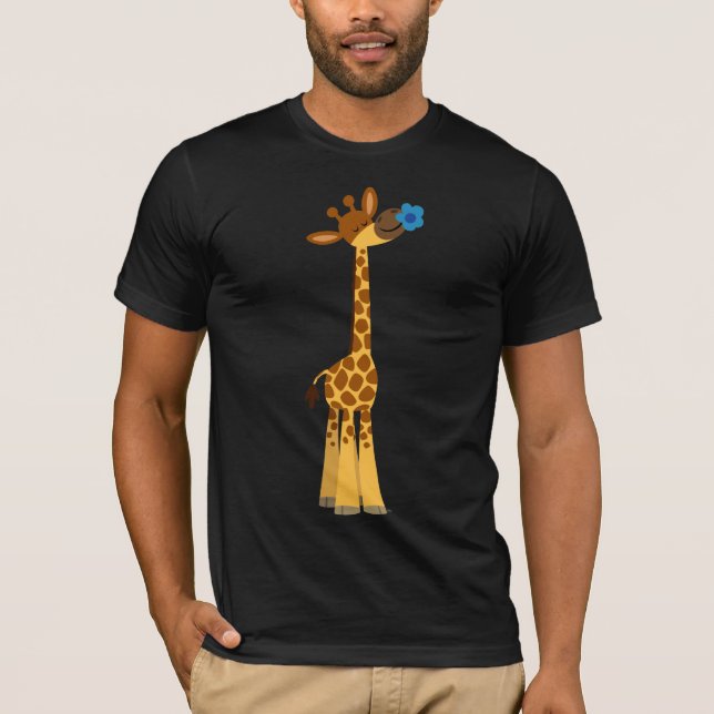Cute Cartoon Giraffe and Flower T-Shirt (Front)