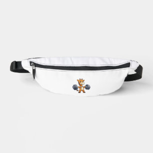 Cute Cartoon Giraffe Lifting Weights Fitness Gym Bum Bags