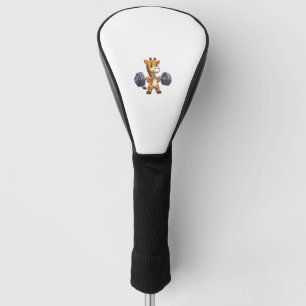 Cute Cartoon Giraffe Lifting Weights Fitness Gym Golf Head Cover