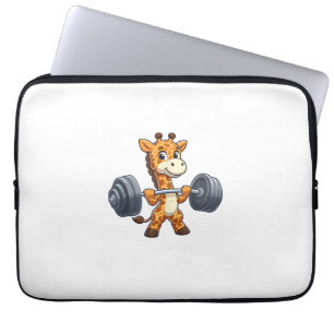 Cute Cartoon Giraffe Lifting Weights Fitness Gym  Laptop Sleeve