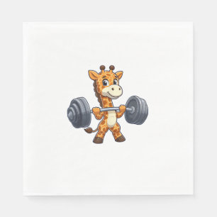 Cute Cartoon Giraffe Lifting Weights Fitness Gym Napkin