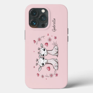 Cute Cartoon Giraffe Lovers Heart Valentine’s Day iPhone 13 Pro Case