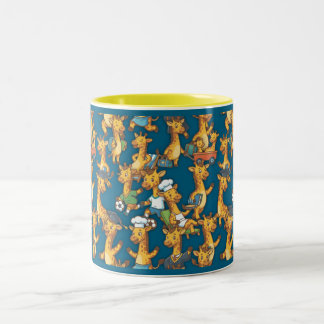 Cute Cartoon Giraffe Roles Seamless Pattern Art Two-Tone Coffee Mug