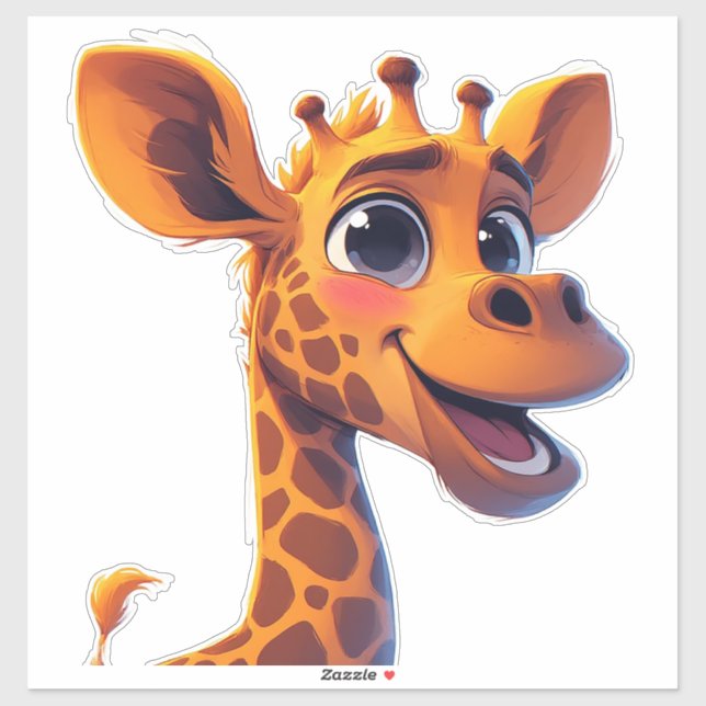 Cute Cartoon Giraffe Standing Cheerfully (Sheet)