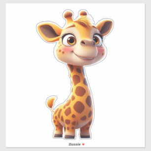 Cute Cartoon Giraffe Standing Cheerfully