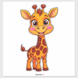 Cute Cartoon Giraffe Standing Cheerfully