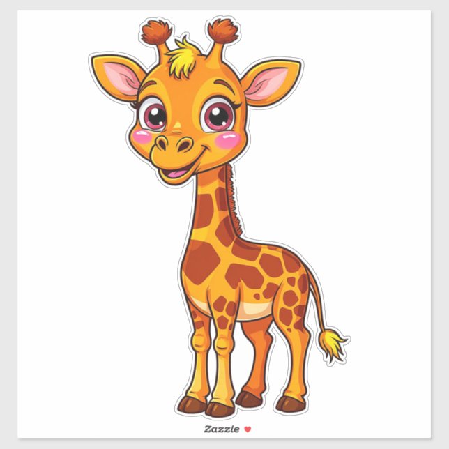 Cute Cartoon Giraffe Standing Cheerfully (Sheet)