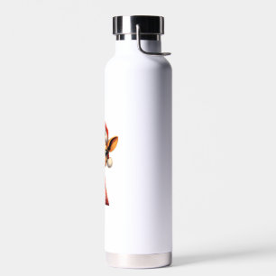 Cute Cartoon Giraffe With Santa Hat Christmas Xmas Water Bottle