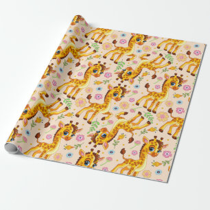 Cute cartoon giraffe wrapping paper