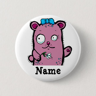 Cute Cartoon Girl Bear Waving 6 Cm Round Badge