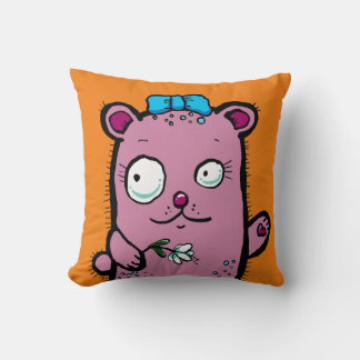 Cute Cartoon Girl Bear Waving Cushion