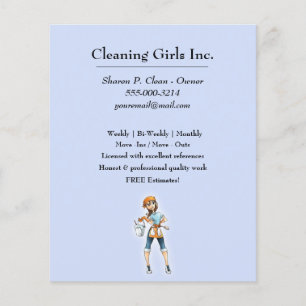Cute Cartoon Girl Cleaning Service business Flyer
