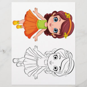 Cute Cartoon girl colouring page