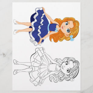 Cute Cartoon girl colouring page