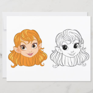Cute Cartoon girl head colouring page