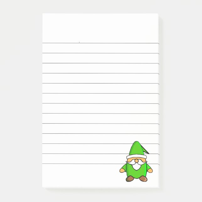Cute Cartoon Gnome Lined Post-it Notes (Front)