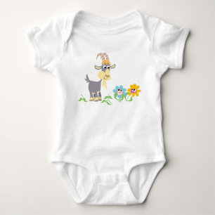 Cute Cartoon Goat and Flowers Baby Apparel Bodysuit