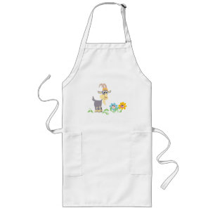 Cute Cartoon Goat and Flowers Cooking Apron