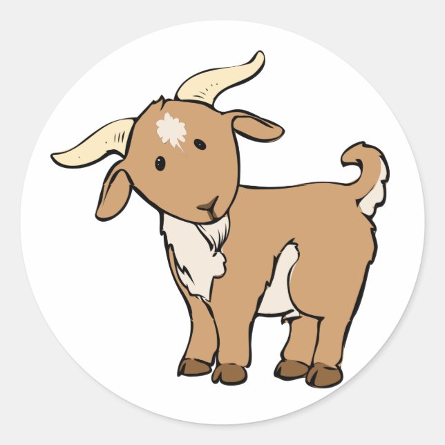 Cute Cartoon Goat Classic Round Sticker (Front)