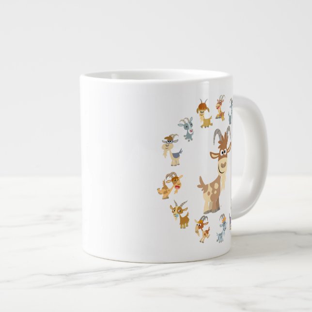 Cute Cartoon Goat Mandala Jumbo Mug (Front Right)