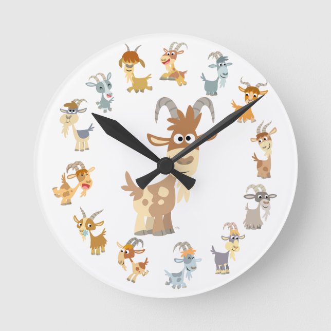 Cute Cartoon Goat Mandala Wall Clock (Front)