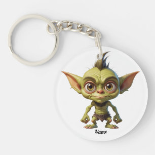 Cute Cartoon Goblin with Pointy Ears Key Ring