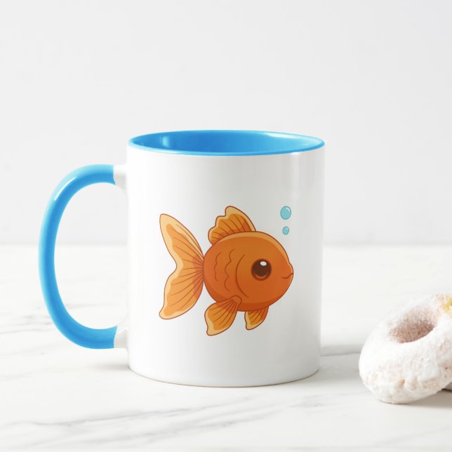 Cute Cartoon Goldfish Mug (With Donut)