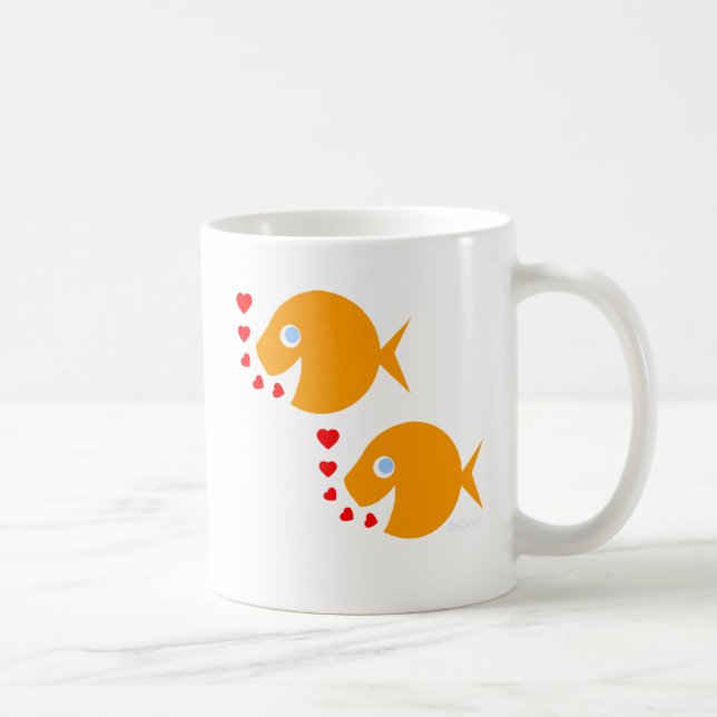Cute Cartoon Goldfish Newlyweds in Love Honeymoon Coffee Mug (Right)
