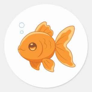 Cute Cartoon Goldfish on White Classic Round Sticker
