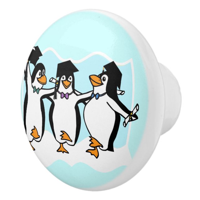 Cute Cartoon Graduating Penguins Ceramic Knob (Right)