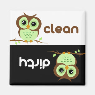 Cute Cartoon Green Owl Magnet