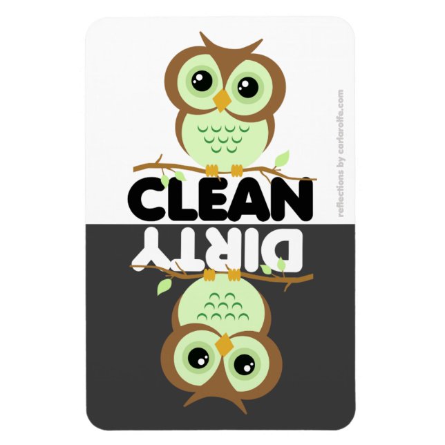 Cute Cartoon Green Owl Magnet (Vertical)