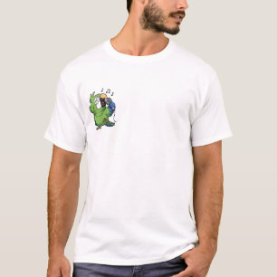 Cute Cartoon Green Parrot Singing with Microphone T-Shirt
