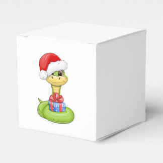 Cute cartoon green snake with gift. favour box