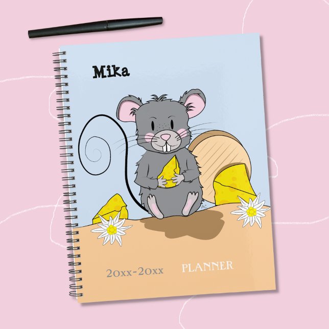 Cute Cartoon  Grey Mouse Elementary School Planner (Creator Uploaded)