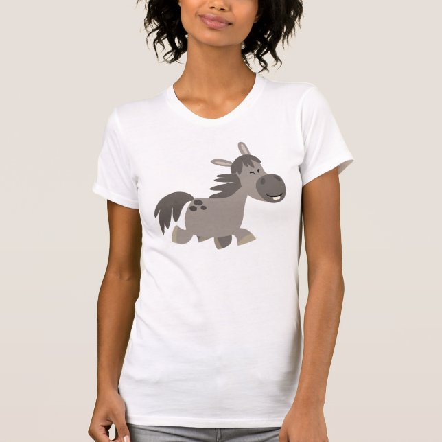 Cute Cartoon Grey Pony Women T-Shirt (Front)